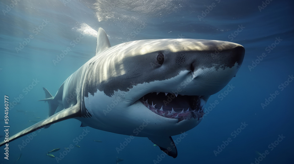 Great white shark. Illustration AI Generative.