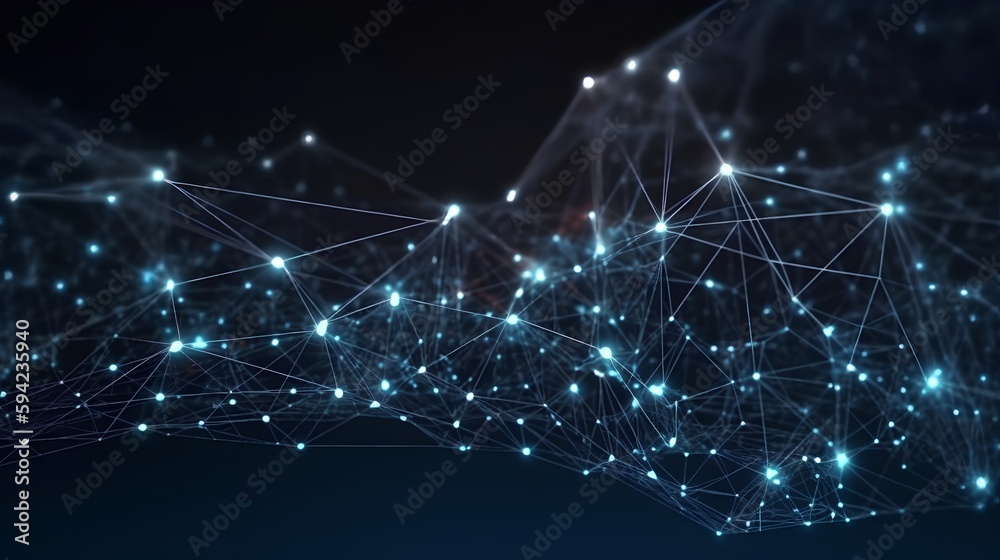 Abstract image on a dark background, showcasing interconnected data points that represent digital tr