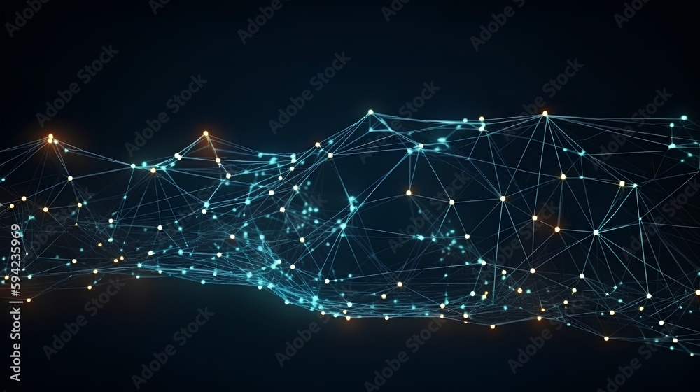 Abstract image on a dark background, showcasing interconnected data points that represent digital tr