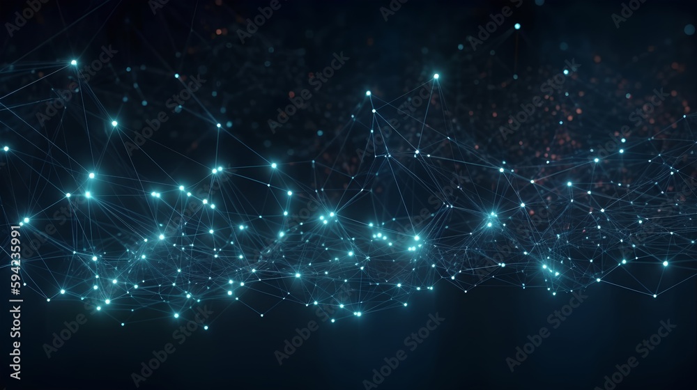 Abstract image on a dark background, showcasing interconnected data points that represent digital tr