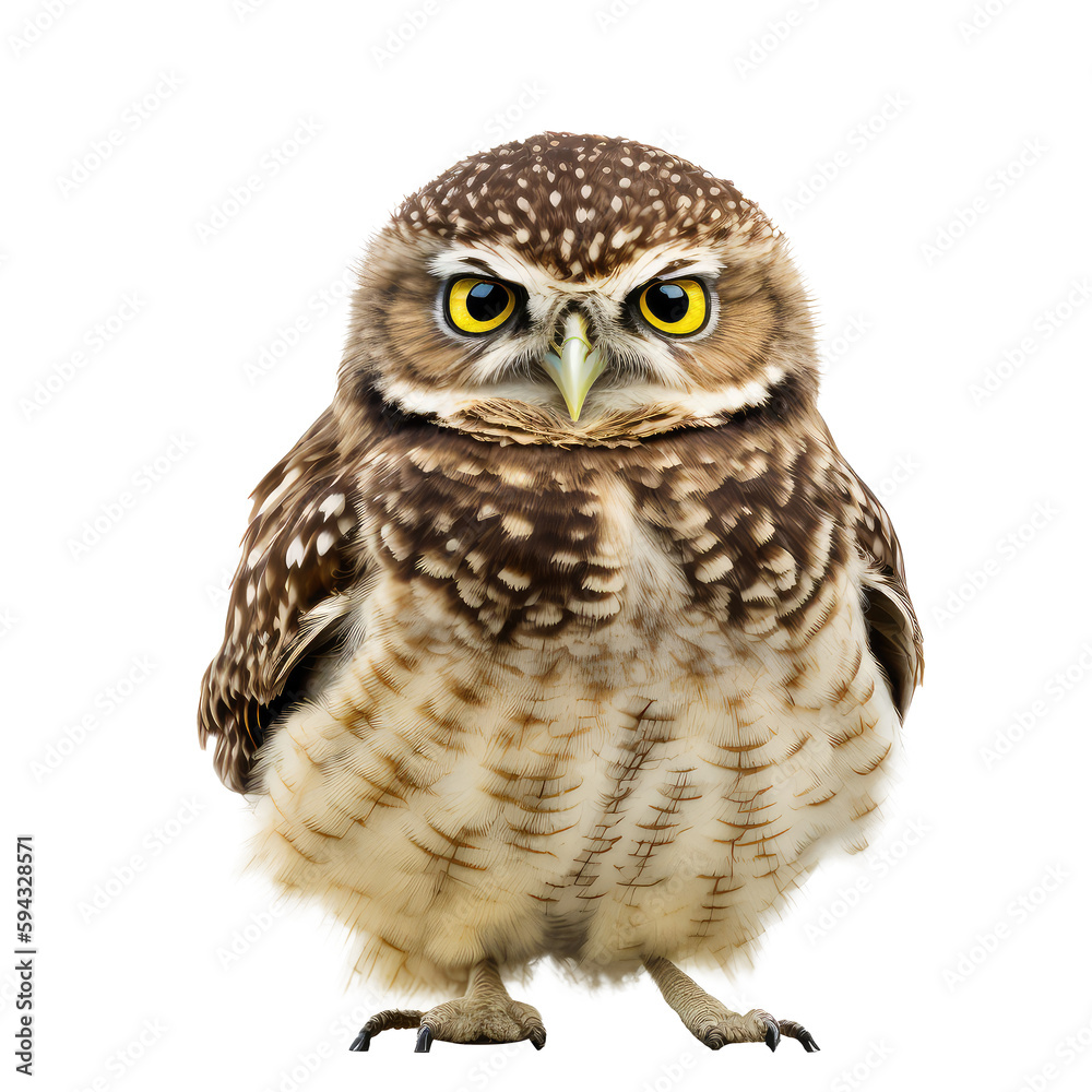 Burrowing Owl isolated on white background