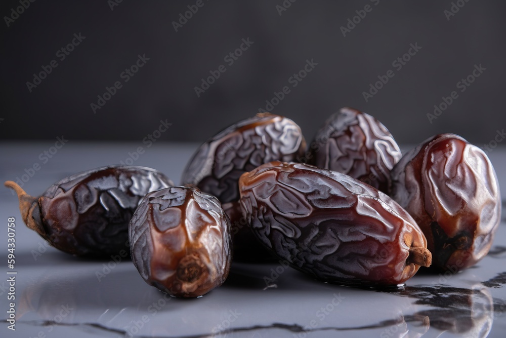  a group of figs sitting on top of a table next to each other on a table top with a black background