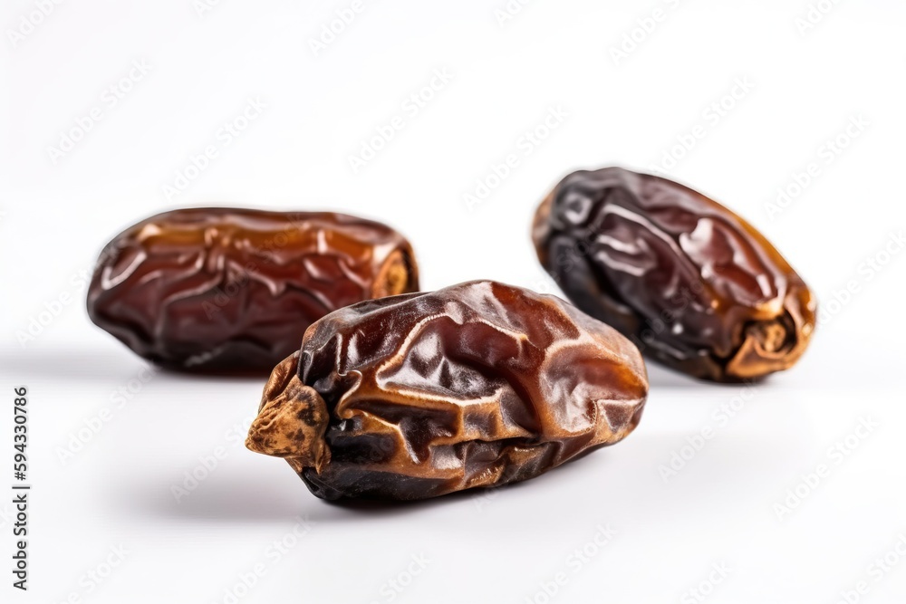  three raisins on a white background with a white background and a few raisins in the foreground, wi