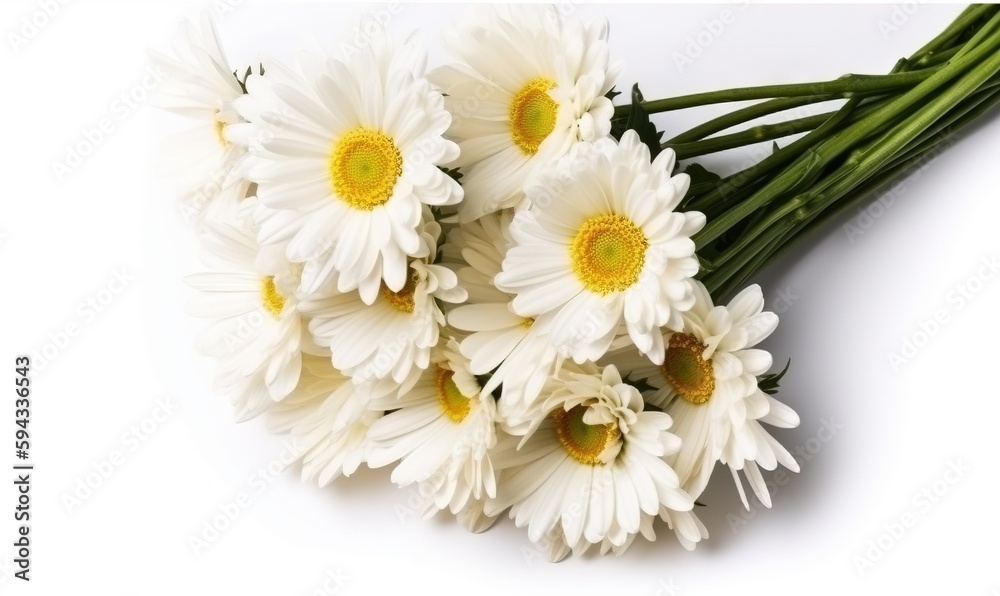  a bunch of daisies on a white background with a white background and a yellow center in the middle 