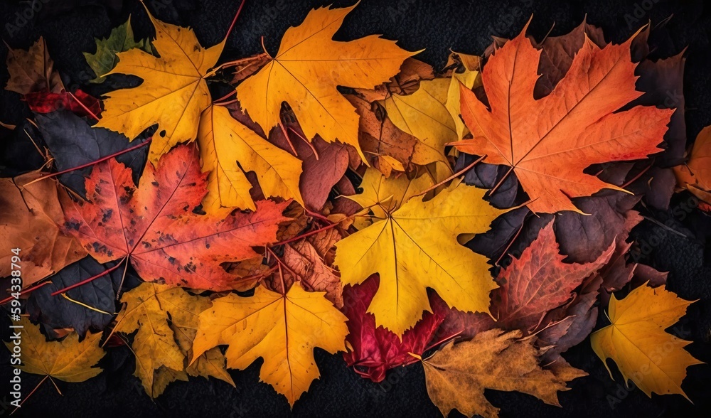  a bunch of leaves laying on top of each other on a black surface with a black background and a blac