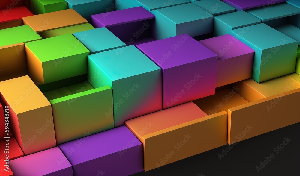  a bunch of different colored boxes stacked on top of each other on a black surface with a black bac