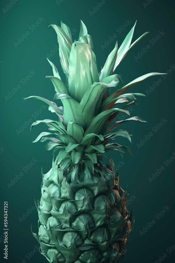  a green pineapple is shown with a black background and a green background with a black background a