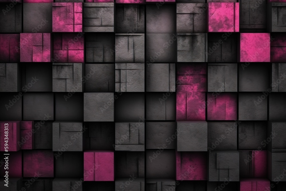  an abstract background with a lot of cubes in pink and black colors photo.  generative ai