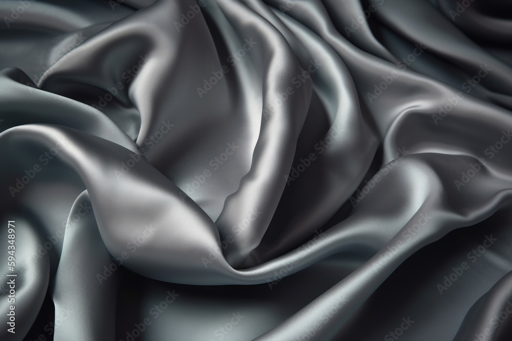  a close up of a black and silver fabric with a wavy pattern on its surface, as if it were a silk f