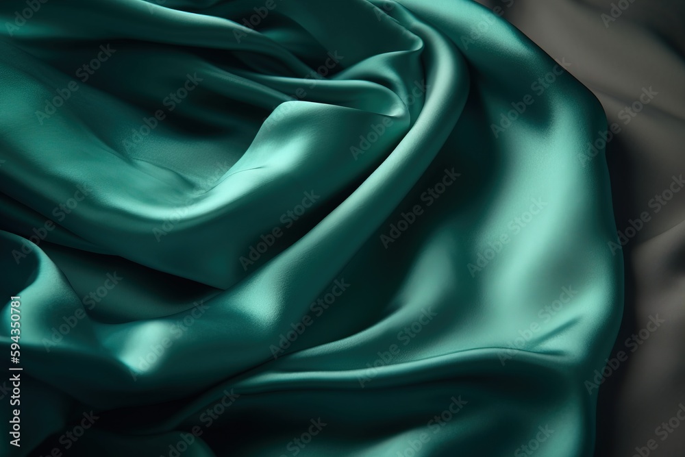  a close up of a teal colored fabric with a black background and a white background with a black bor