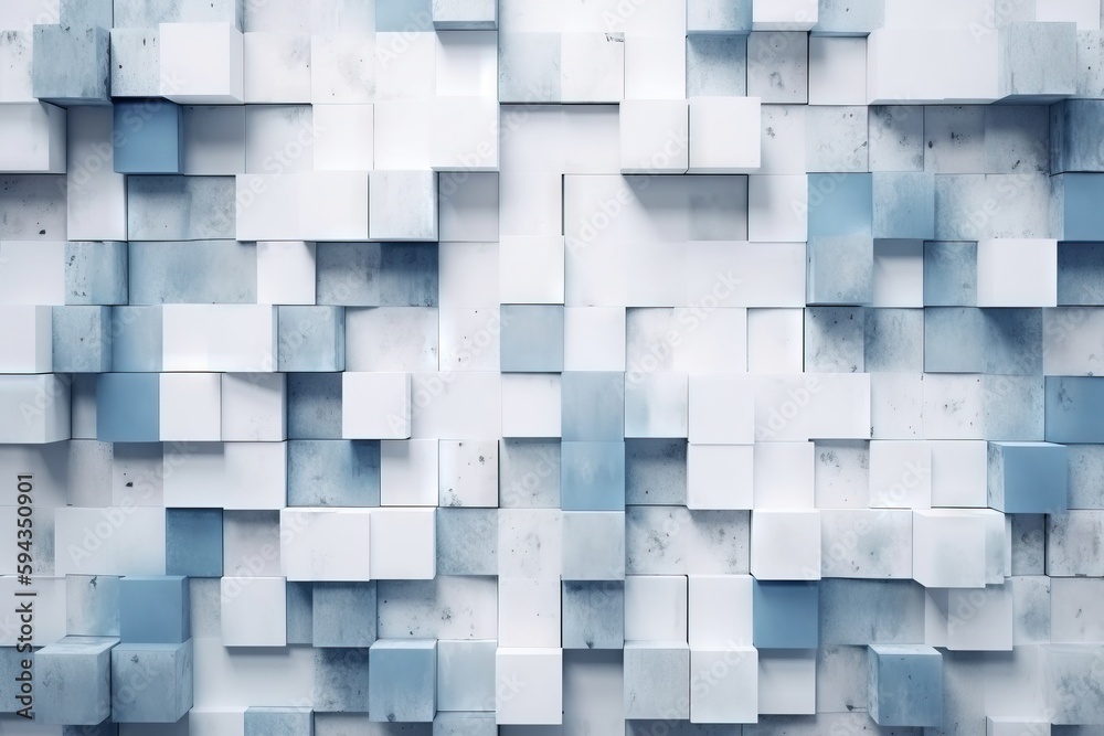  a very large and very pretty wall made of blocks of blue and white color with a pattern of smaller 