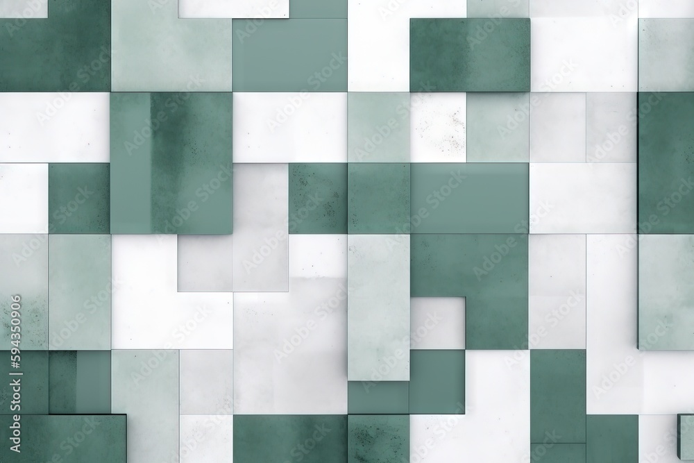  an abstract green and white background with squares and rectangles in the middle of the image, with