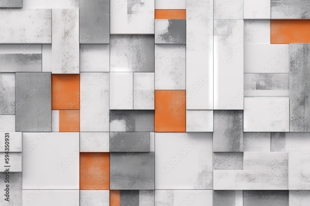  a very nice looking wall with some orange and grey squares on its sides and a white and orange str