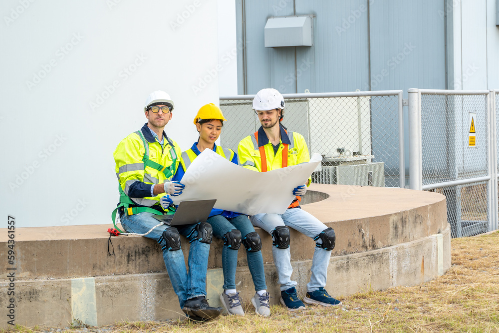 Technician engineers inspection work in wind turbine power generator station,Wind turbine operations