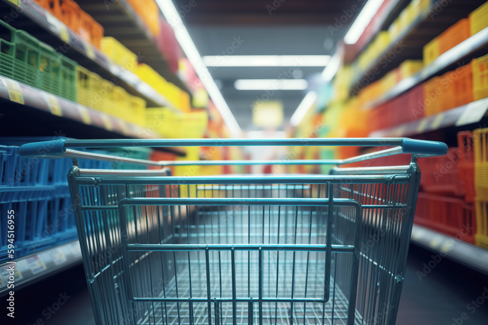 Free photo of Supermarket Aisle Grocery Cart