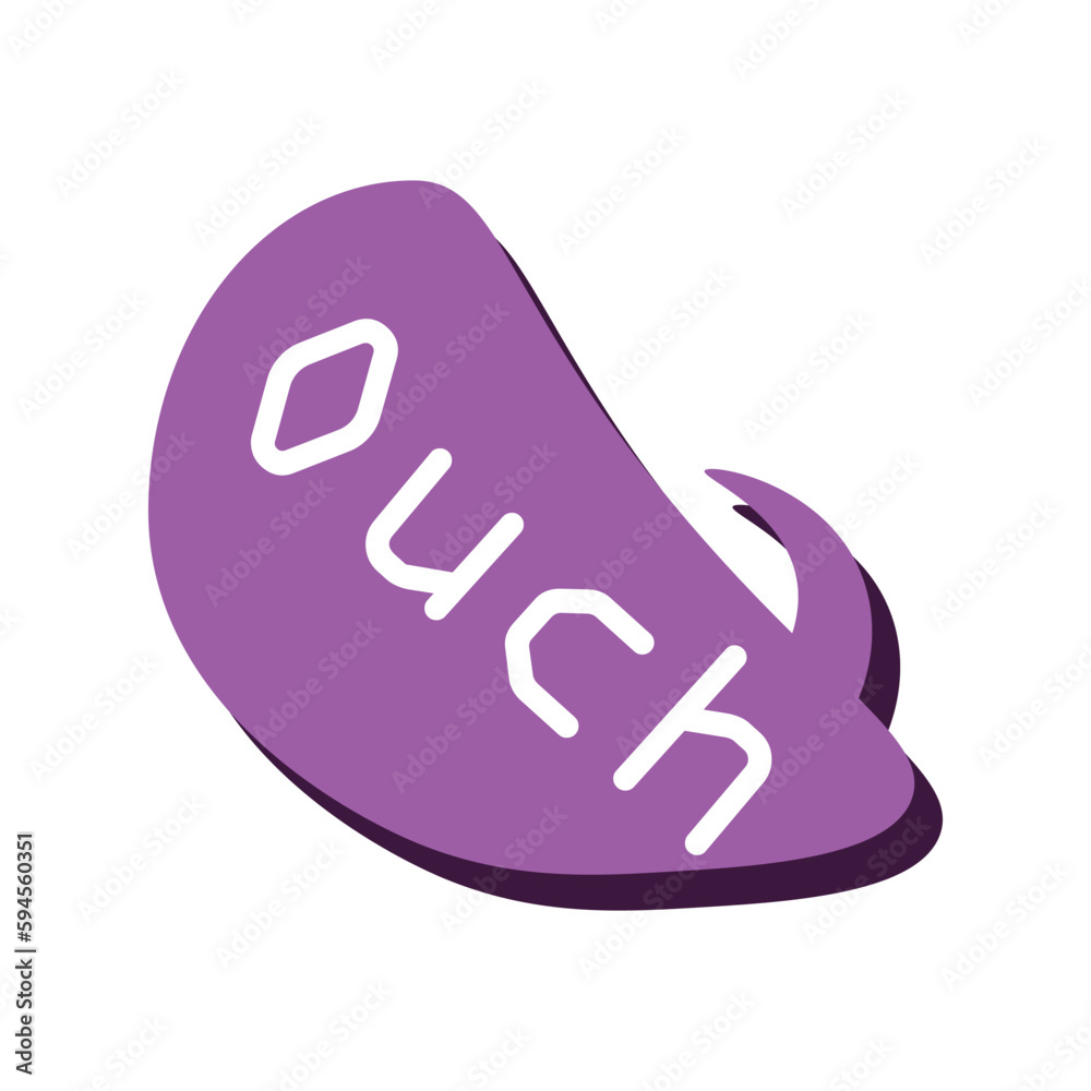 Speech bubble with word OUCH on white background. Concept of dialogue