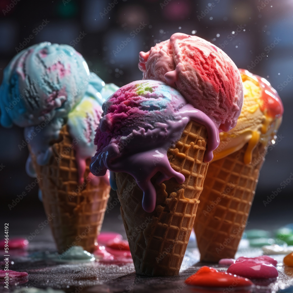 Sweet ice cream. Illustration AI Generative.