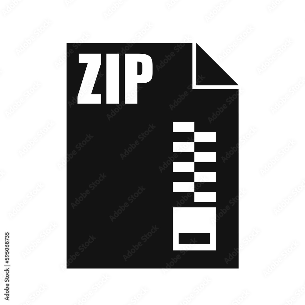 ZIP Black File Icon, Flat Design Style