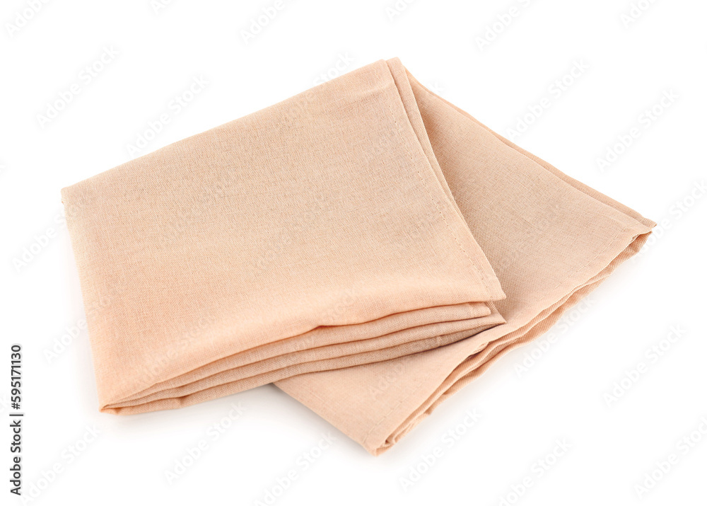 New folded napkin on white background