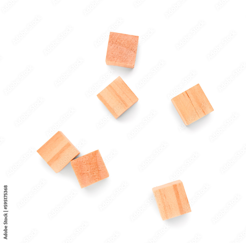 Wooden cubes isolated on white background