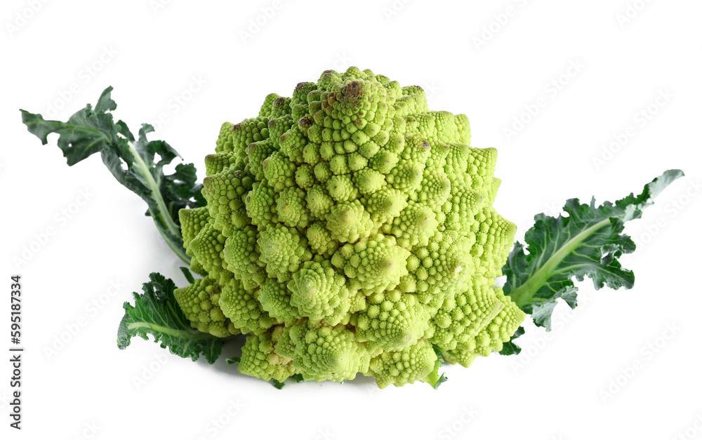 Romanesco cabbage on white background