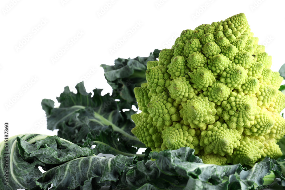 Romanesco cabbage on white background