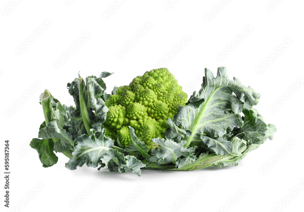 Romanesco cabbage on white background