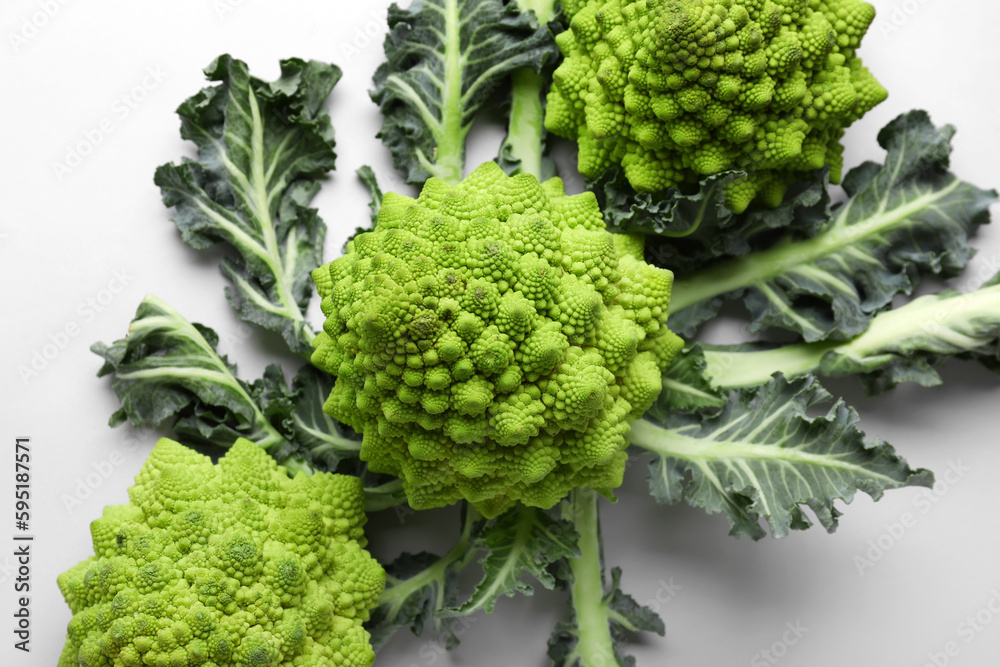 Composition with romanesco cabbage on grey background