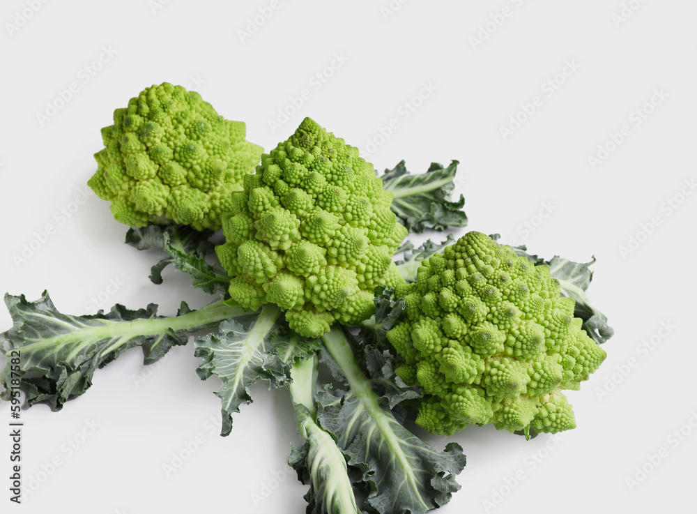 Composition with romanesco cabbage on grey background