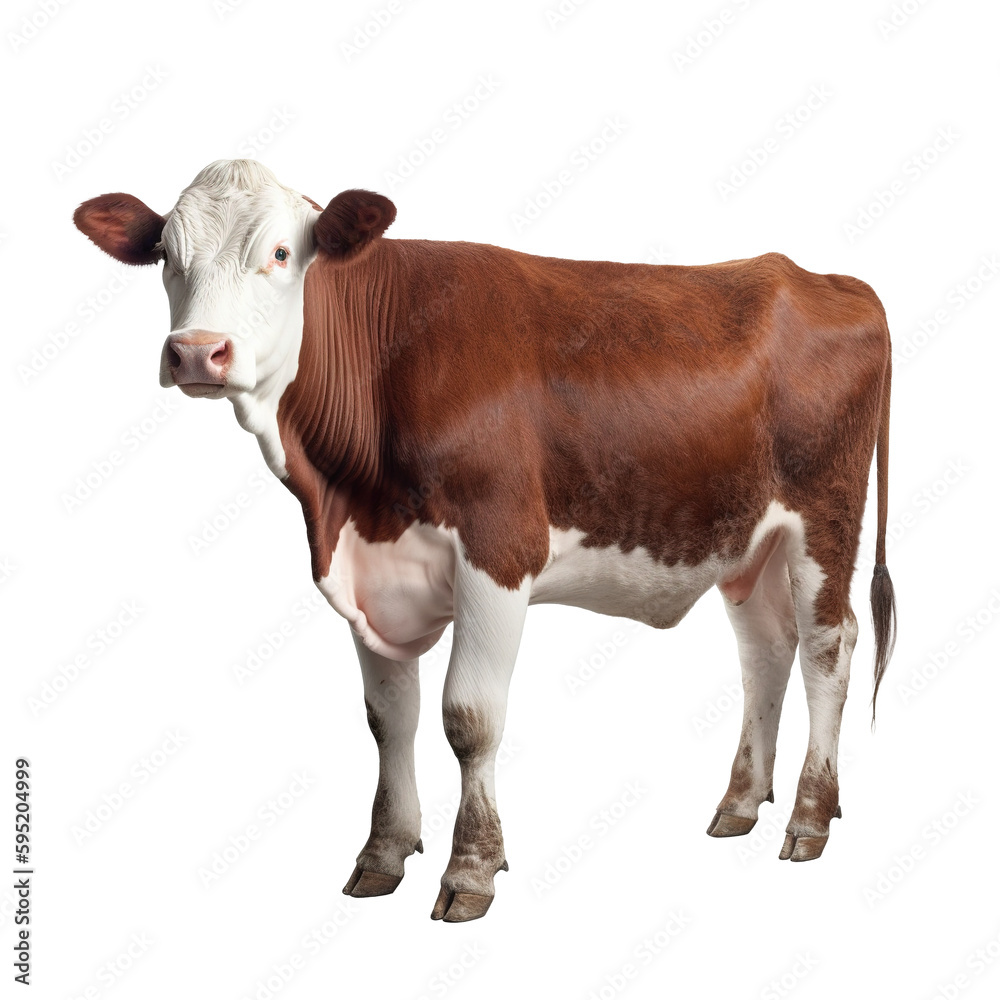 Hereford cow isolated on white background