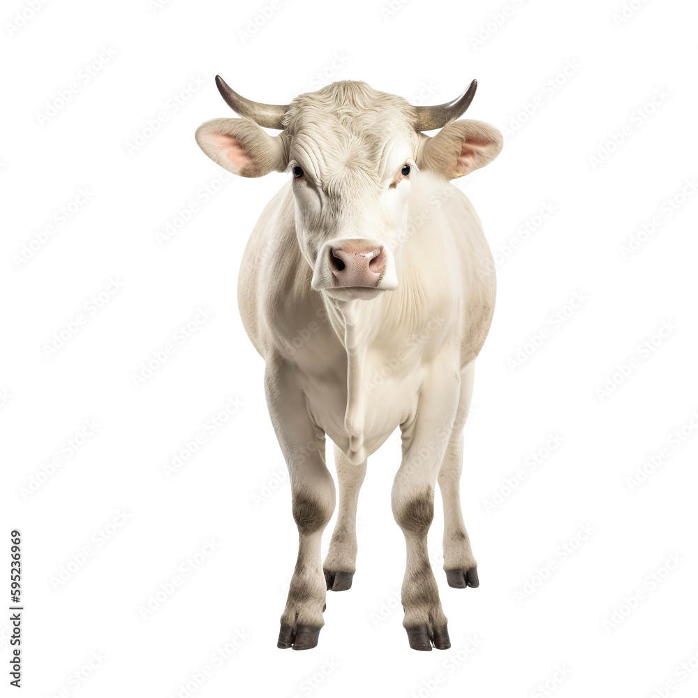 Charolais cow isolated on white background