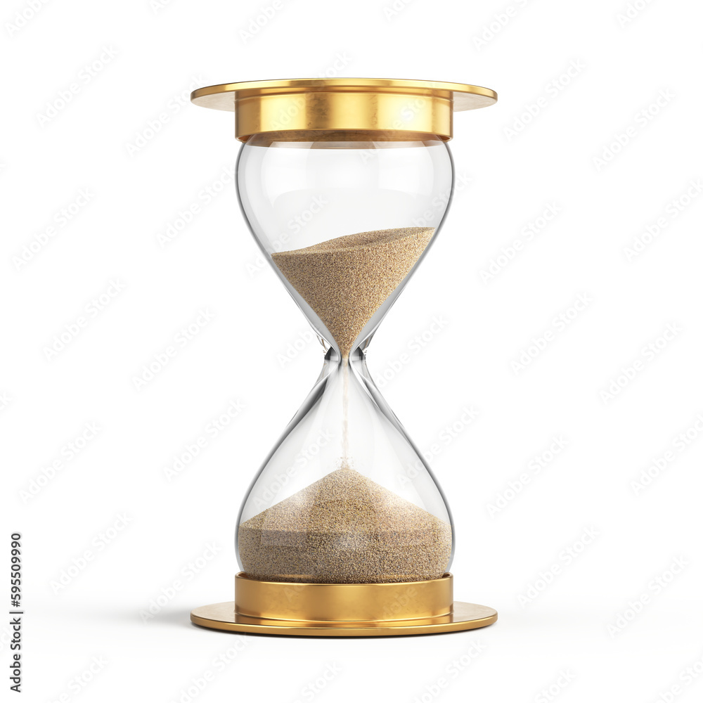 Gold Hourglass, Sandglass on white background - 3d rendering