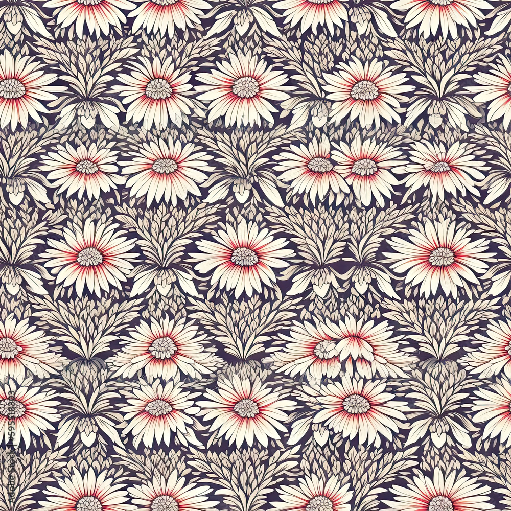 Gerbera flower seamless pattern. Floral seamless background. Generative AI