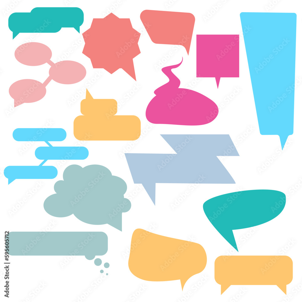 Dialogue illustration. Set of different speech balloons on white background