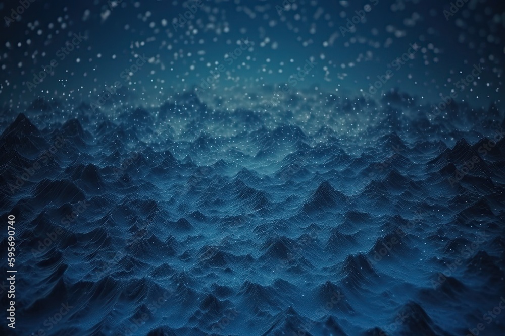 wintry blue background with falling snowflakes. Generative AI