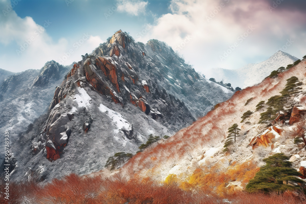 AI Snow Mountain natural scenery