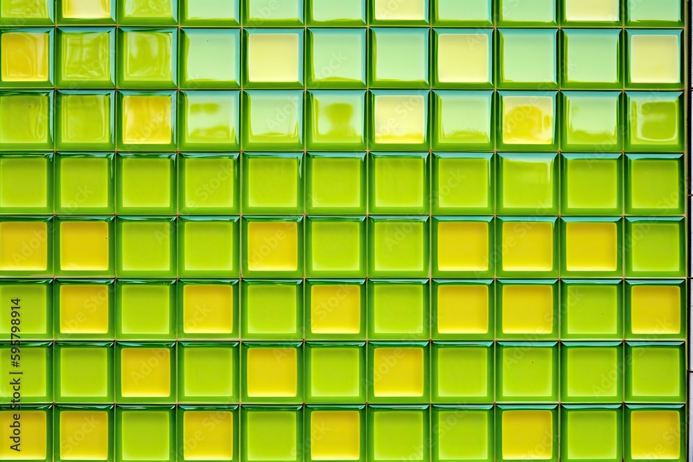 vibrant green and yellow glass panel up close. Generative AI