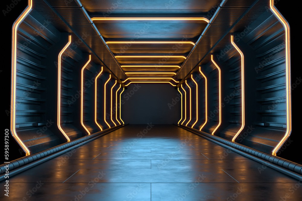 Empty dark room, Modern Futuristic Sci Fi Background