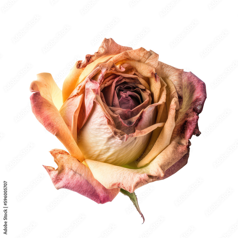 dead miranda rose isolated on white background