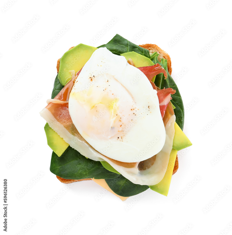 Tasty egg Benedict isolated on white background