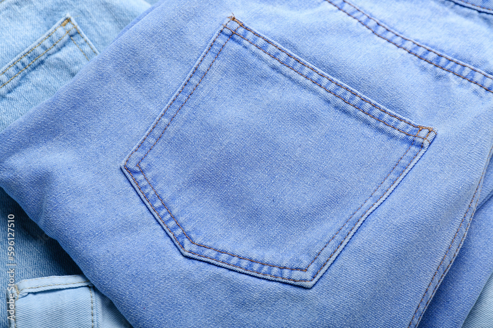 Blue jeans as background, closeup