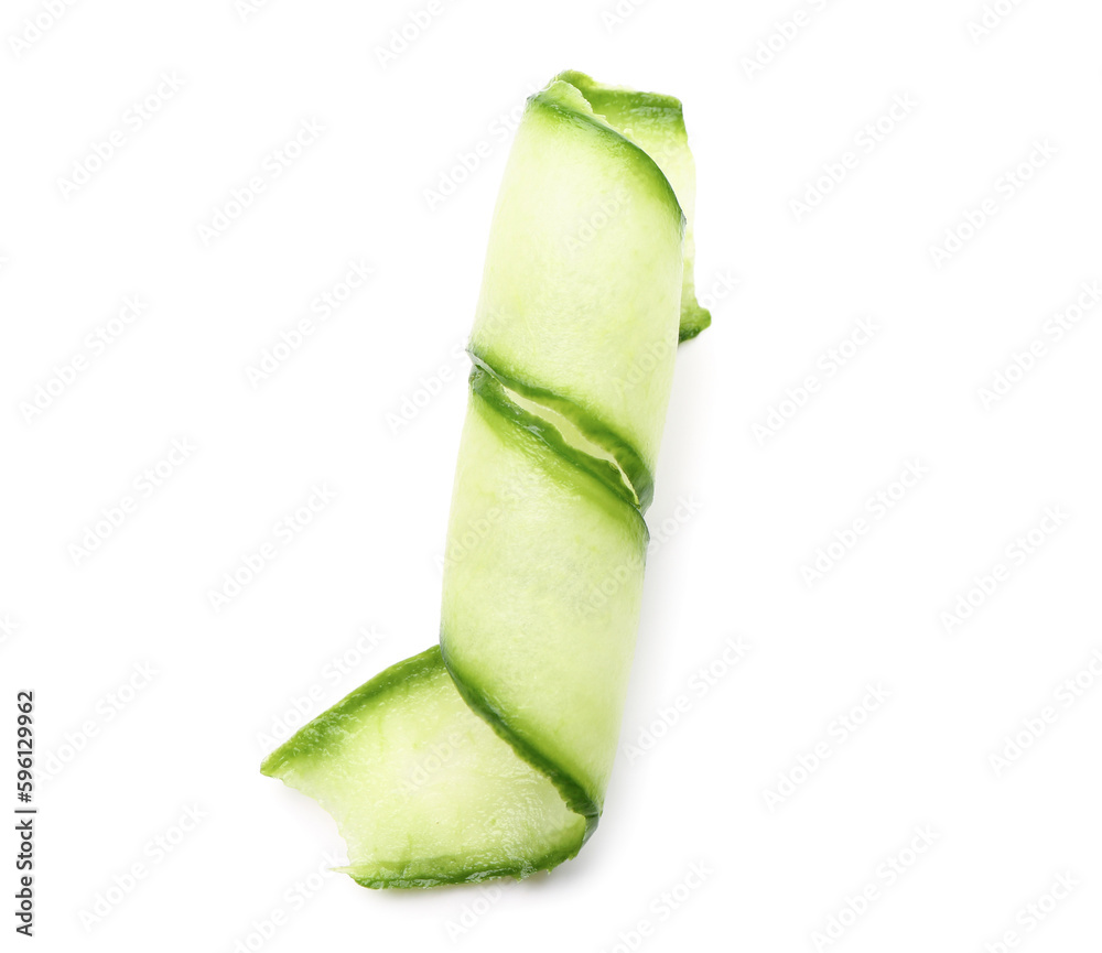 Slice of fresh cucumber isolated on white background