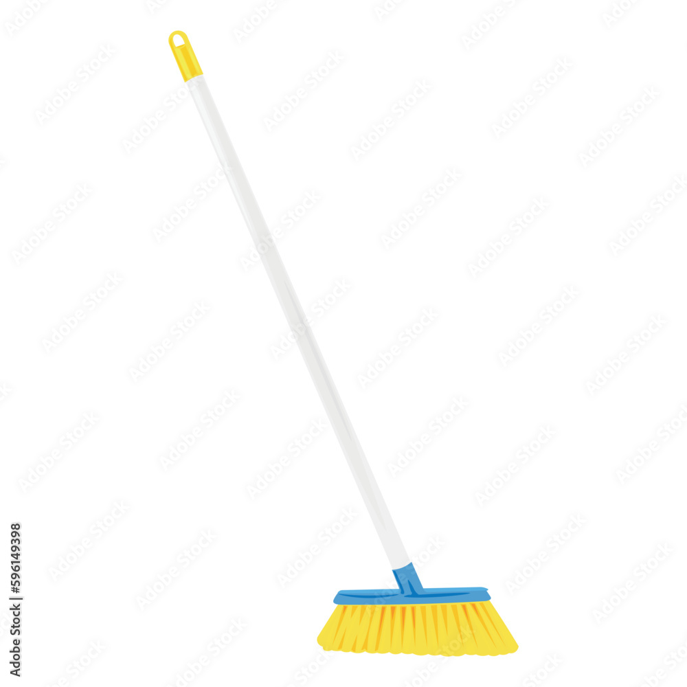 Floor brush for housecleaning on white background