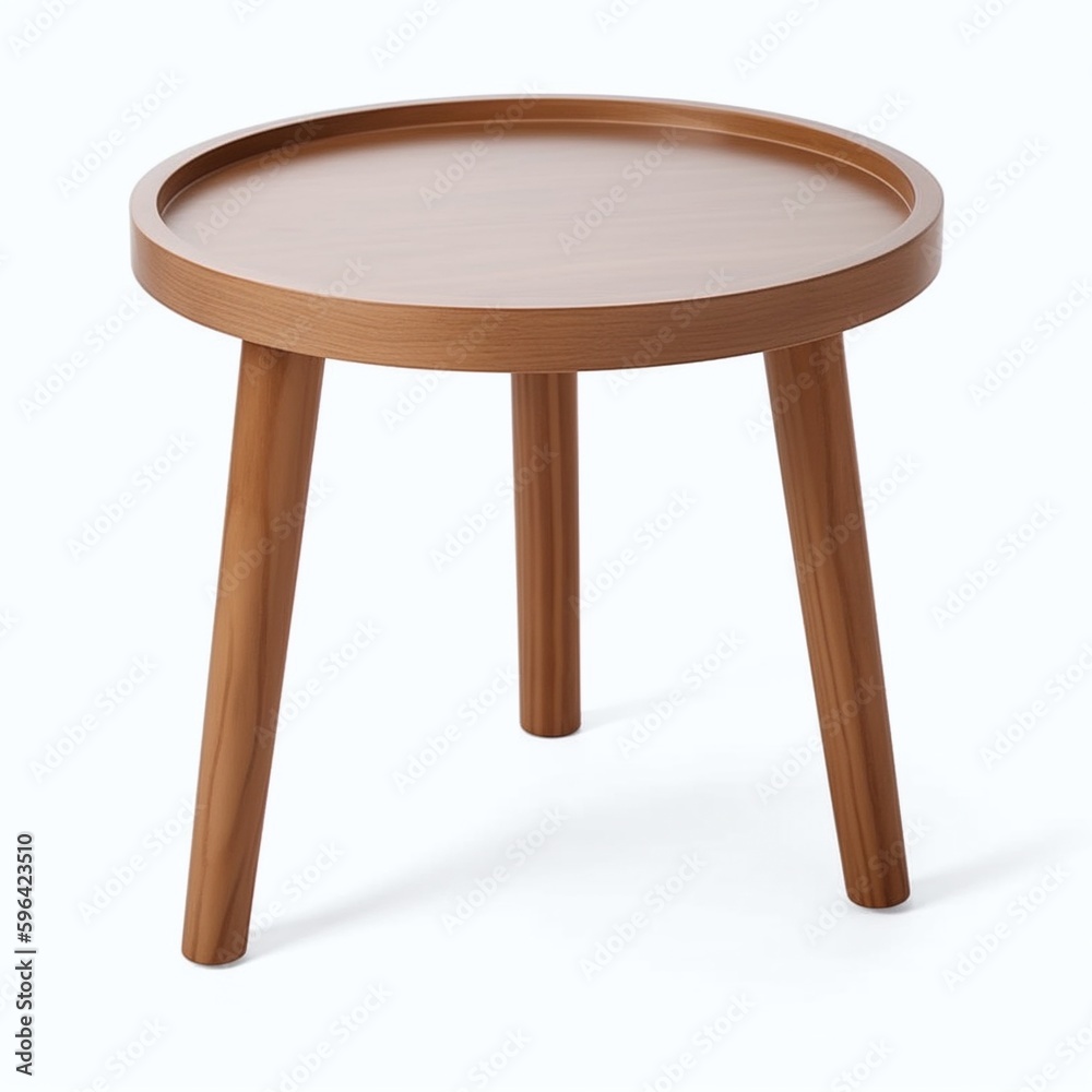 Wooden stool isolated on a white background.