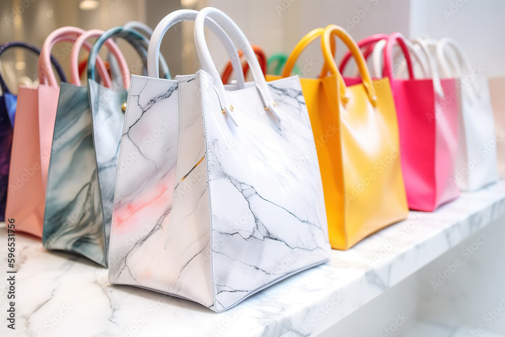 Colorful shopping bag settings