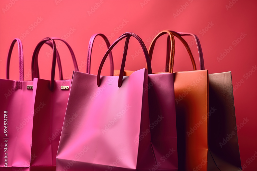 Colorful shopping bag settings