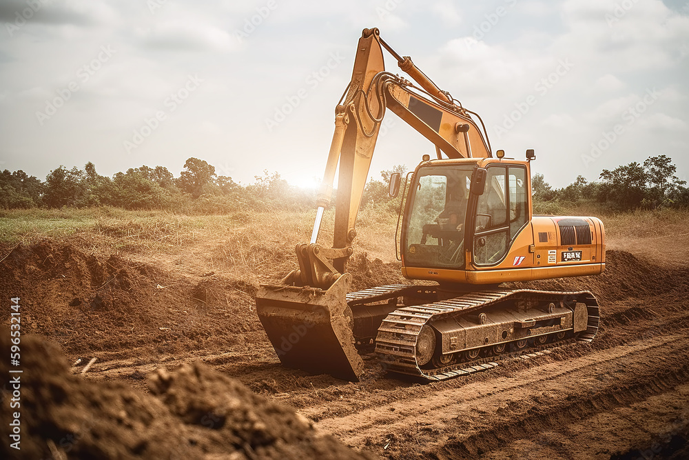 Real estate construction site excavator