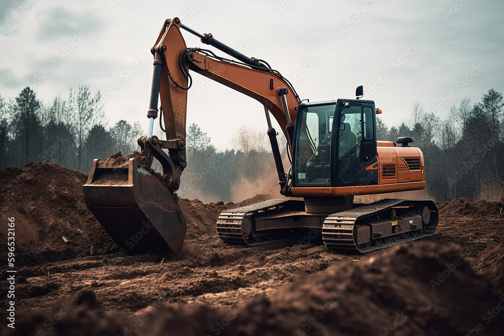 Real estate construction site excavator