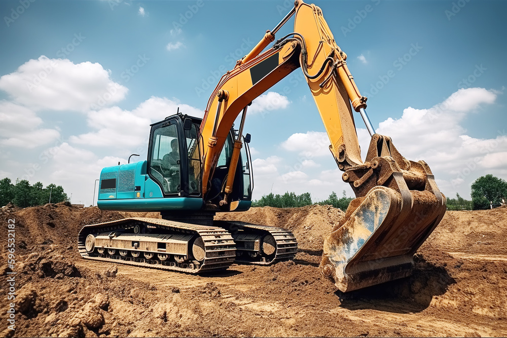 Real estate construction site excavator