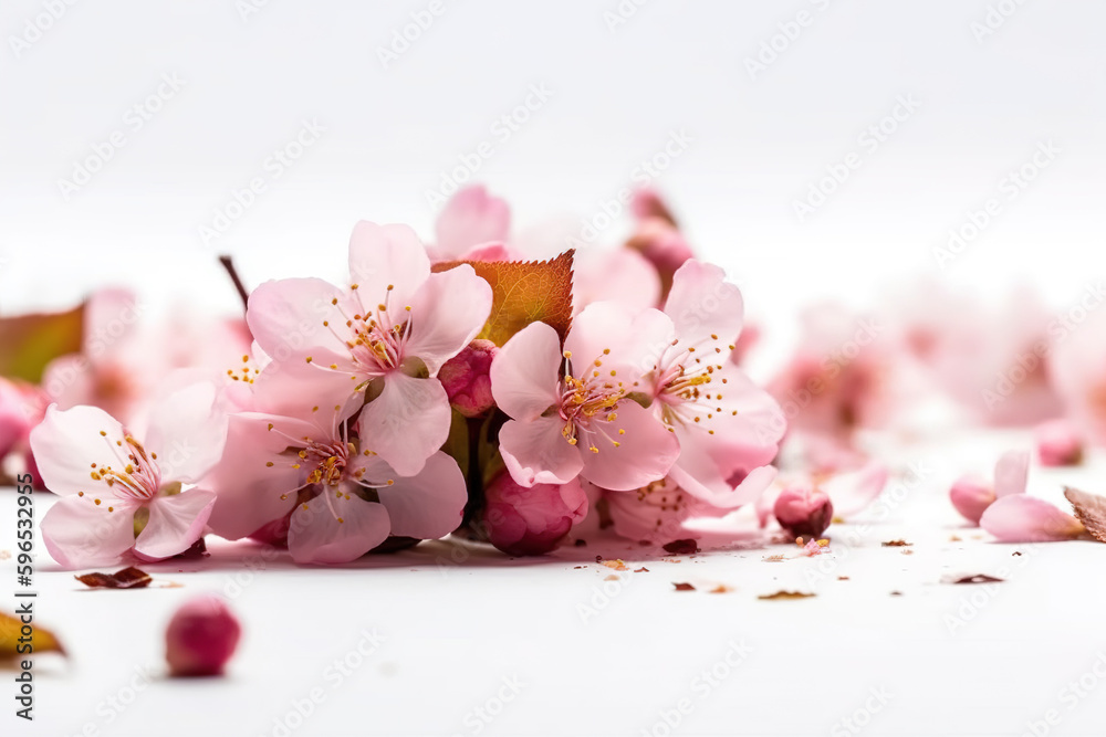 Pink flower bouquet of white background